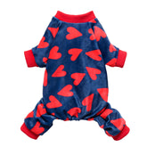 Fitwarm Valentines dog pajamas dark blue with heart print for cozy daily wear.