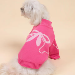 Fitwarm Valentines pink bow detail on dog sweater for playful styling