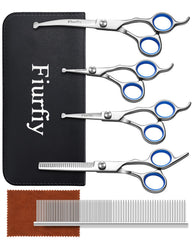 Fiurfiy 6-in-1 dog grooming scissors set showcases professional blades for smooth trimming
