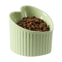 FiveAge elevated tilted cat bowl green—raised height for comfortable feeding and reduced neck strain