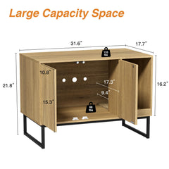 FiveWillowise enclosed cat cabinet blends into living room decor