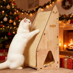 FIVLOCCEN wood-framed cat scratching post delivers durable construction for long-term play.