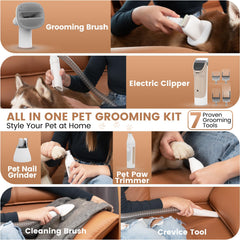 FIXR Dog Grooming Vacuum with hose and attachments enables seamless fur pickup