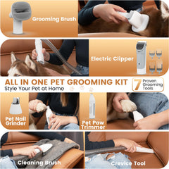 FIXR PG50 Plus kit setup demonstrates all‑in‑one grooming and vacuum integration