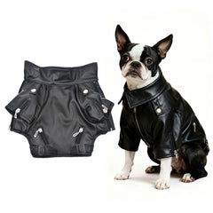 FLAdorepet cool dog leather jacket front view for warm, stylish wear