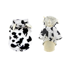 FLAdorepet dog cow costume Halloween scene—fun outfit for holiday photos