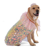 FLAdorepet dog princess dress cape with crown shimmering for festive photo moments