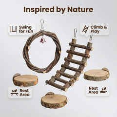 FLAdorepet wood platform toy provides elevated perches for curious pets.