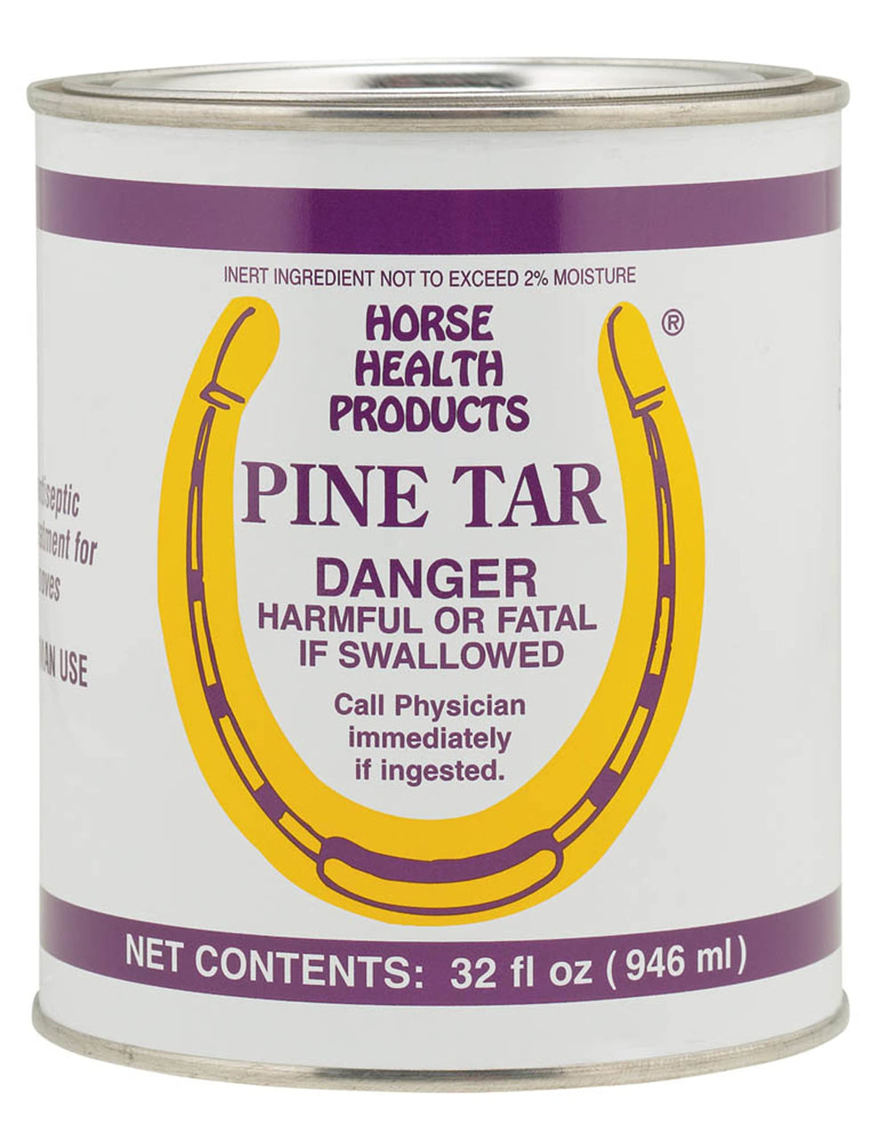 Flagline Horse Health Pine Tar bottle illustrates natural antiseptic for moisture retention and hoof flexibility.