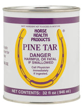 Flagline Horse Health Pine Tar bottle illustrates natural antiseptic for moisture retention and hoof flexibility.