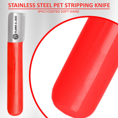 FLAMIA & JABZ stripping knife with stainless steel blade for efficient undercoat removal.