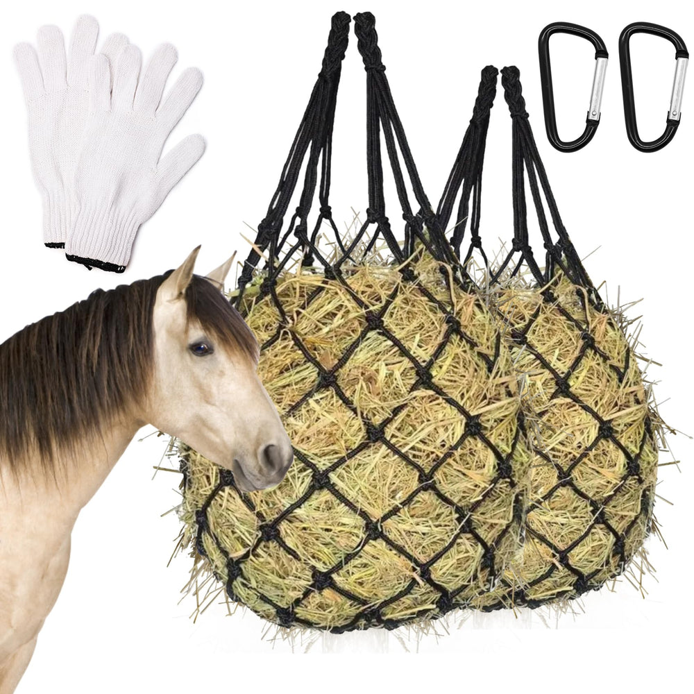 Flantor hay net for horse stall, durable hanging feeder promotes slow feeding.