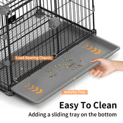 FLARUZIY dog crate removable tray simplifies cleaning after meals or naps.