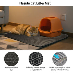 Flasidu cat litter mat bottom layer locks in moisture to protect floors.