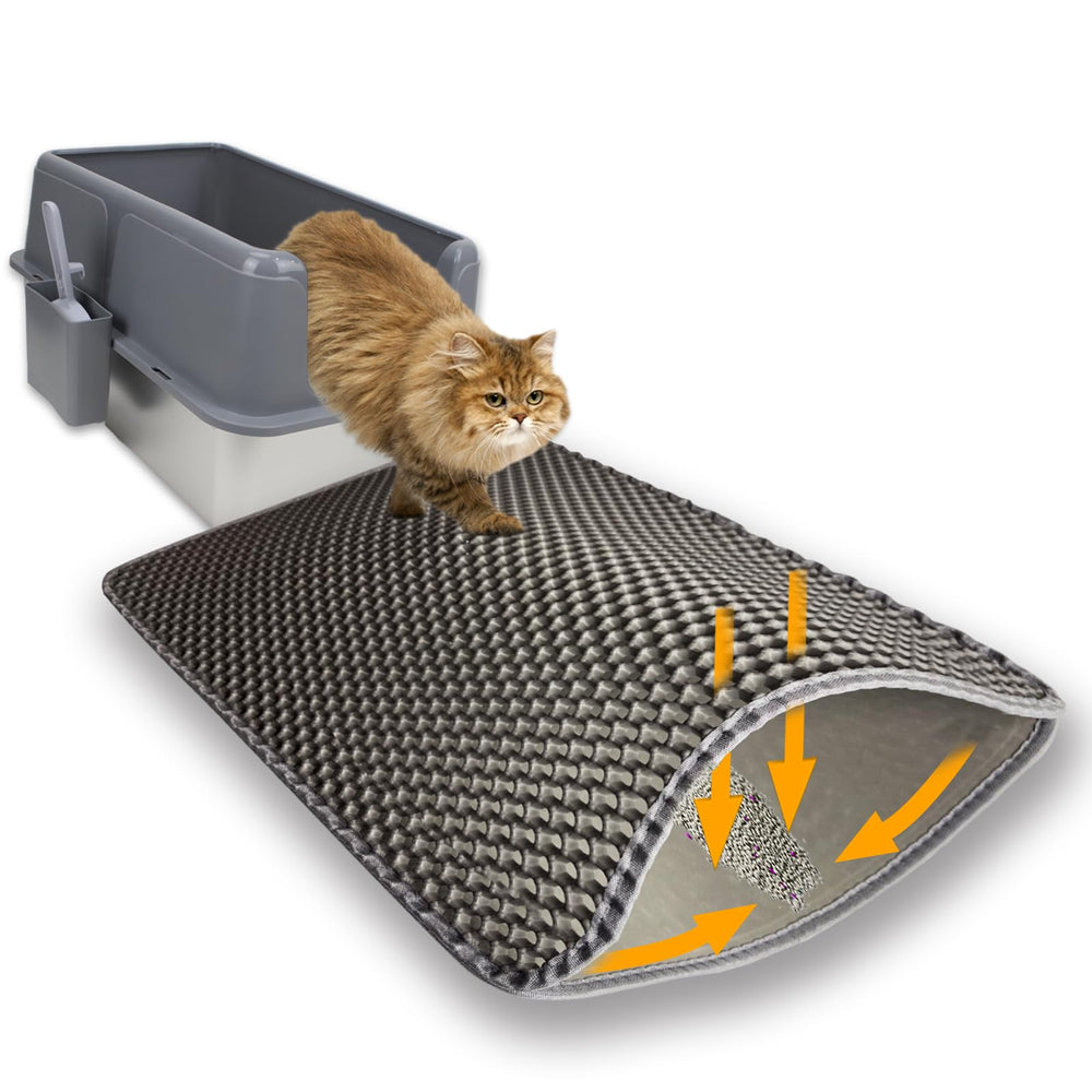 Flasidu cat litter mat double-layer top layer captures litter for cleaner floors.