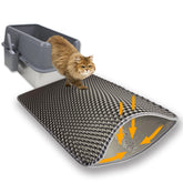 Flasidu cat litter mat double-layer top layer captures litter for cleaner floors.