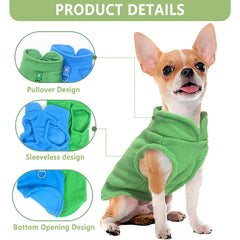 fleece-dog-sweater blue-green two-piece set offers stylish comfort during outdoor play
