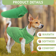 fleece-dog-sweater-turtleneck-closeup highlights soft fleece and non-choking design