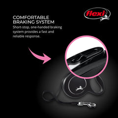 flexi New Classic cord-retractable leash cord extension smooth for seamless walks.