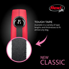 Flexi New Classic leash shows one-handed braking for quick pauses.