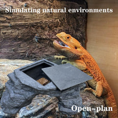 Flitsvuur reptile hide cave slate top features heat-absorbing surface for warmth
