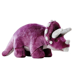Fluff & Tuff Charlie Triceratops plush dog toy dog playing for interactive fun.
