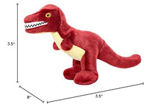 Fluff & Tuff Tiny T-Rex in action with dogs, showcasing durable, machine-washable plush play.
