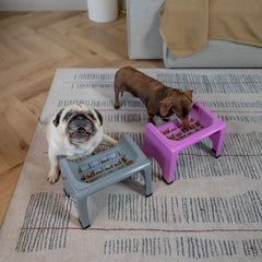 Fluff Trough puzzle cat bowl grey – interactive design to keep cats engaged during meals.