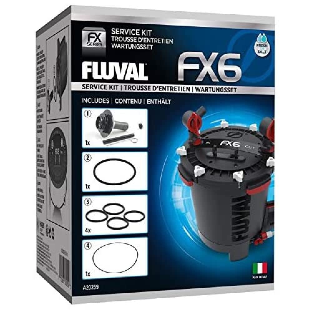 Fluval FX6 Service Kit components laid out for quick maintenance.