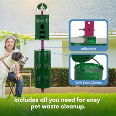 Flybold dog waste station lid-sign feature guides users in outdoor spaces.