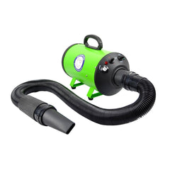 Flying Pig High Velocity Dryer side view demonstrates adjustable stand height for varied grooming spaces.