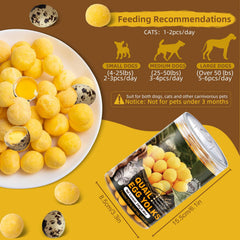Flyjobs quail egg yolk snack close-up shows crunchy texture for training.