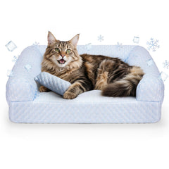 Foamio cat bed cooling cover keeps pets cool on hot days.