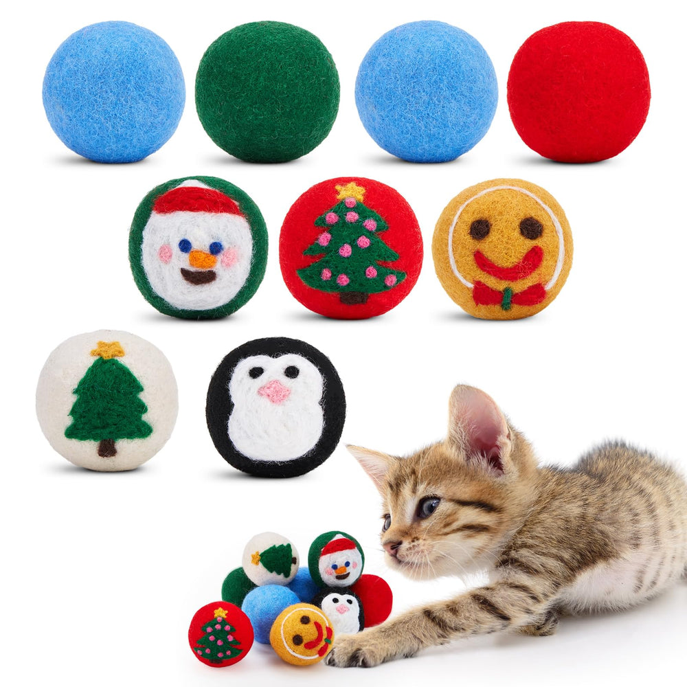 Bolas de lana FOFOS Navidad 9 piezas, ideal para entretenimiento suave en casa.