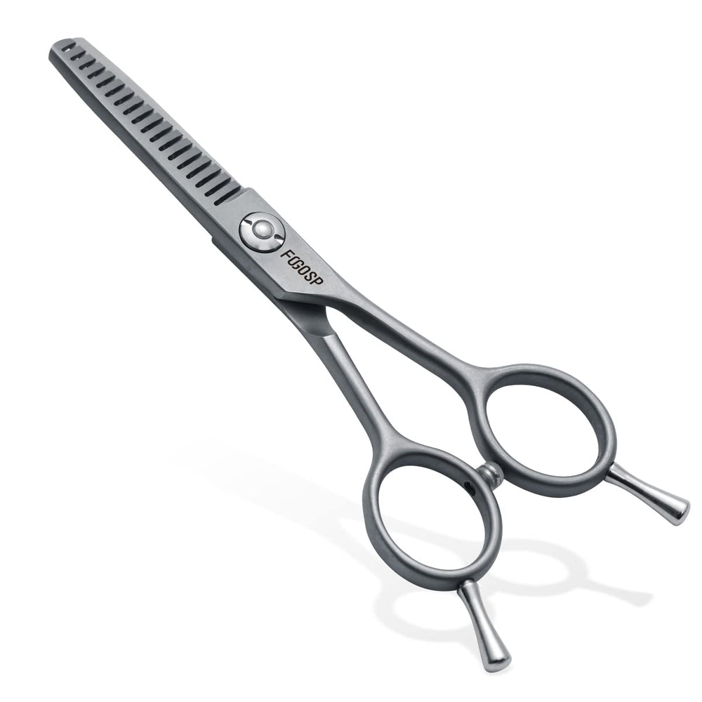 FOGOSP 4.5-inch thinning shears face close-up for precise trimming around dogs' eyes.