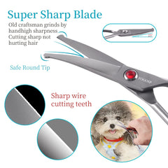 FOGOSP curved dog scissors round-tip design for gentle facial work