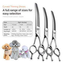FOGOSP curved thinning shears hand grip for comfortable, precise grooming.