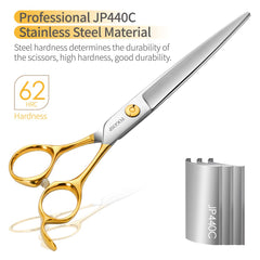 FOGOSP ergonomic straight scissors reduce wrist strain during long grooming sessions.