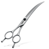 FOGOSP left-handed curved dog grooming scissors with 35° arc for precise arc trimming