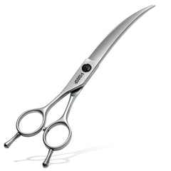 FOGOSP left-handed curved dog grooming scissors with 35° arc for precise arc trimming