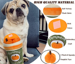 FONBALLOON PARTY Hide and Seek plush dog toy embroidery Pumpkin Spice Latte detail