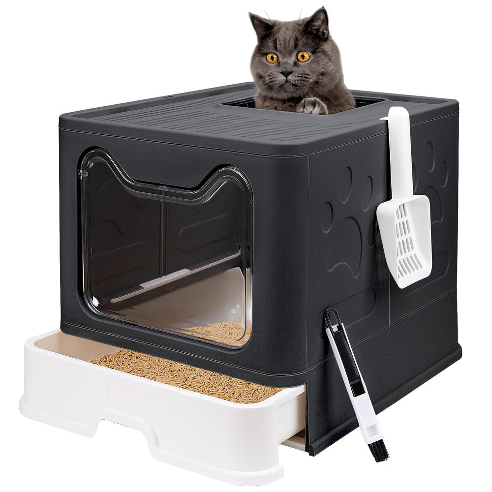 fophop foldable litter box with lid shows compact storage and travel-ready setup.