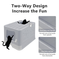 Fophop XL foldable litter box enclosed design for cat privacy