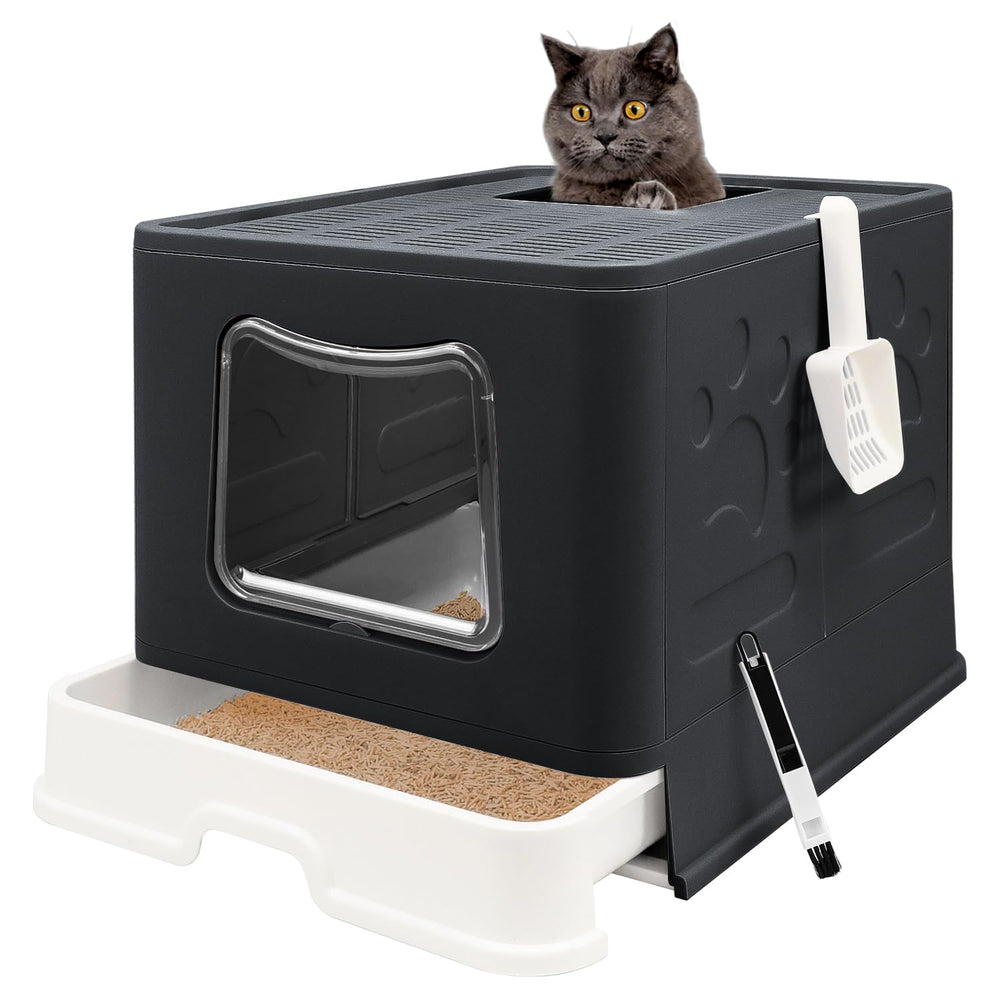Fophop XL foldable litter box with lid—portable and easy storage