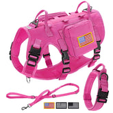 Forestpaw pink tactical harness front view highlights front-D ring for no-pull control.