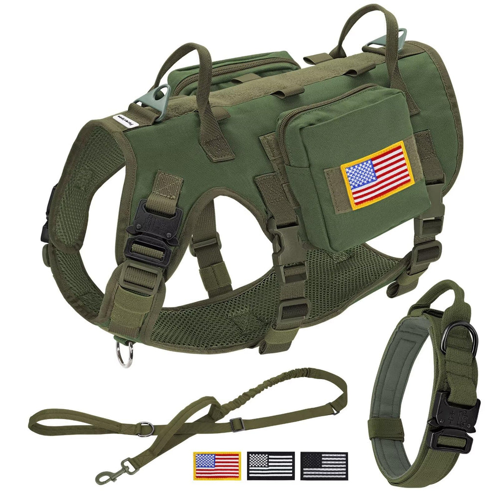 Forestpaw tactical dog harness front view for large dogs with secure no-pull control