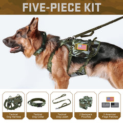 Forestpaw tactical harness back view highlights dual handles for lifting and safety