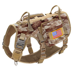 Forestpaw tactical harness camouflage brown front view highlighting no pull design for active dogs