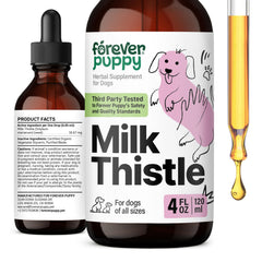 Forever Puppy Milk Thistle Drops bottle for gentle liver support in dogs of all sizes