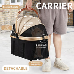 FOREVER QUEEN 3-in-1 pet stroller side view with smooth ride on various surfaces.